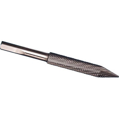 Made in USA - 7/32" Cut Diam, 1/4" Shank Diam, Cone Head Tire Cut Burr - Carbide, 2" LOC, 3" OAL - Exact Tooling