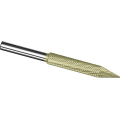 Made in USA - 7/32" Cut Diam, 1/4" Shank Diam, Cone Head Tire Cut Burr - Carbide, 2" LOC, 3" OAL - Exact Tooling