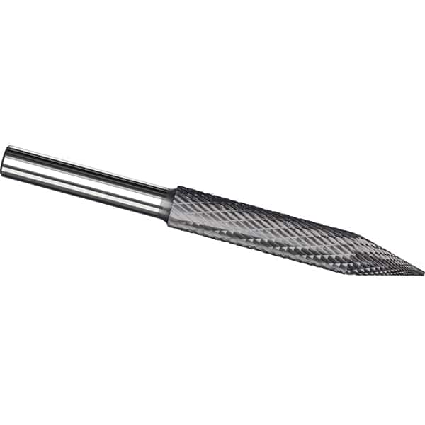 Made in USA - 5/16" Cut Diam, 5/16" Shank Diam, Cone Head Tire Cut Burr - Carbide, 2" LOC, 4" OAL - Exact Tooling