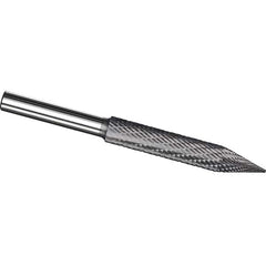 Made in USA - 5/16" Cut Diam, 5/16" Shank Diam, Cone Head Tire Cut Burr - Carbide, 2" LOC, 4" OAL - Exact Tooling