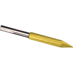 Made in USA - 1/2" Cut Diam, 3/8" Shank Diam, Cone Head Tire Cut Burr - Carbide, 3" LOC, 5" OAL - Exact Tooling