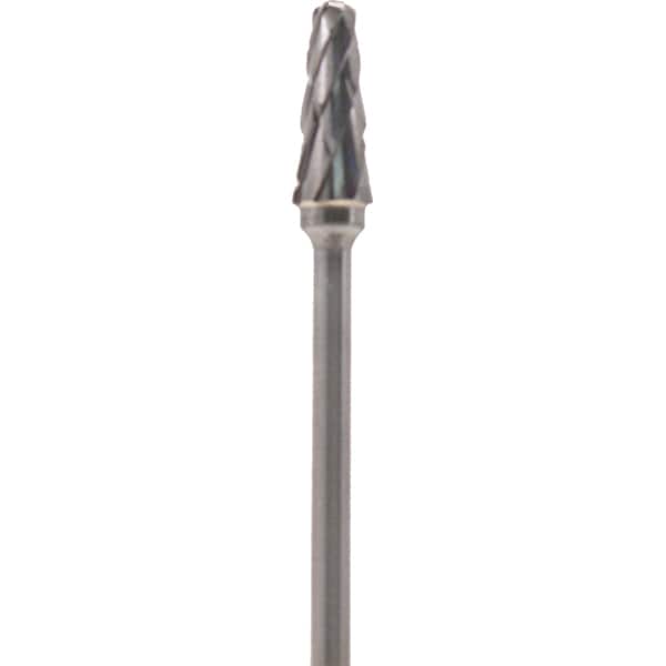 Made in USA - 5mm Cut Diam, 0.0925" Shank Diam, Cone Head Double Cut Burr - Carbide, 13mm LOC, 51mm OAL - Exact Tooling