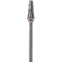 Made in USA - 5mm Cut Diam, 0.0925" Shank Diam, Cone Head Double Cut Burr - Carbide, 13mm LOC, 51mm OAL - Exact Tooling
