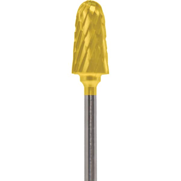 Made in USA - 7mm Cut Diam, 0.0925" Shank Diam, Cone Head Double Cut Burr - Carbide, 14mm LOC, 52mm OAL - Exact Tooling