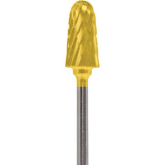 Made in USA - 7mm Cut Diam, 0.0925" Shank Diam, Cone Head Double Cut Burr - Carbide, 14mm LOC, 52mm OAL - Exact Tooling