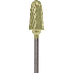 Made in USA - 7mm Cut Diam, 0.0925" Shank Diam, Cone Head Double Cut Burr - Carbide, 14mm LOC, 52mm OAL - Exact Tooling
