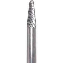 Made in USA - 6mm Cut Diam, 0.2362" Shank Diam, Cone Head Chipbreaker Cut Burr - Carbide, 16mm LOC, 50mm OAL - Exact Tooling
