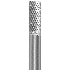 Made in USA - 6mm Cut Diam, 0.2362" Shank Diam, Cylinder Head Double Cut Burr - Carbide, 16mm LOC, 50mm OAL - Exact Tooling