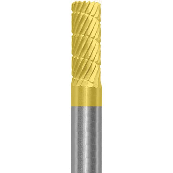 Made in USA - 6mm Cut Diam, 0.2362" Shank Diam, Cylinder Head Chipbreaker Cut Burr - Carbide, 16mm LOC, 50mm OAL - Exact Tooling