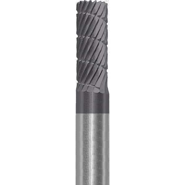 Made in USA - 6mm Cut Diam, 0.2362" Shank Diam, Cylinder Head Chipbreaker Cut Burr - Carbide, 16mm LOC, 50mm OAL - Exact Tooling