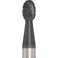 Made in USA - 6mm Cut Diam, 0.2362" Shank Diam, Oval Head Aluma Cut Burr - Carbide, 9.5mm LOC, 50mm OAL - Exact Tooling