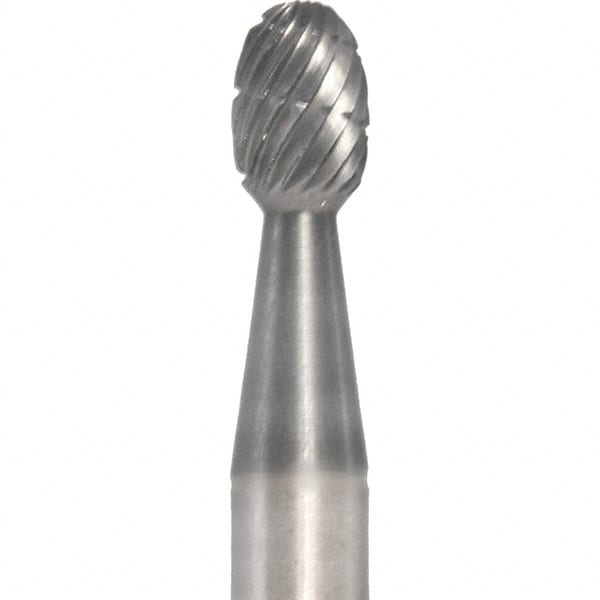 Made in USA - 6mm Cut Diam, 0.2362" Shank Diam, Oval Head Double Cut Burr - Carbide, 9.5mm LOC, 50mm OAL - Exact Tooling