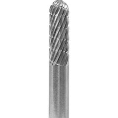 Made in USA - 6mm Cut Diam, 0.2362" Shank Diam, Cylinder with Radius Head Aluma Cut Burr - Carbide, 16mm LOC, 50mm OAL - Exact Tooling