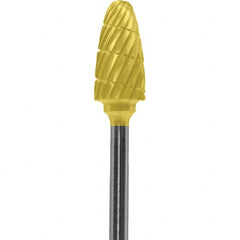 Made in USA - 6mm Cut Diam, 0.0925" Shank Diam, Tree with Radius Head Double Cut Burr - Carbide, 14mm LOC, 52mm OAL - Exact Tooling