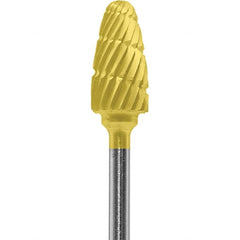 Made in USA - 6mm Cut Diam, 0.0925" Shank Diam, Tree with Radius Head Double Cut Burr - Carbide, 14mm LOC, 52mm OAL - Exact Tooling