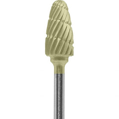 Made in USA - 6mm Cut Diam, 0.0925" Shank Diam, Tree with Radius Head Double Cut Burr - Carbide, 14mm LOC, 52mm OAL - Exact Tooling