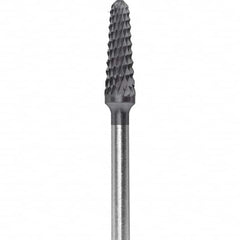 Made in USA - 7mm Cut Diam, 0.0925" Shank Diam, Cone Head Double Cut Burr - Carbide, 13mm LOC, 51mm OAL - Exact Tooling