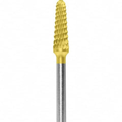Made in USA - 5/32" Cut Diam, 0.0925" Shank Diam, Cone Head Diamond Cut Burr - Carbide, 1/2" LOC, 2" OAL - Exact Tooling