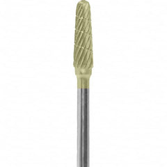 Made in USA - 7mm Cut Diam, 0.0925" Shank Diam, Cone Head Double Cut Burr - Carbide, 13mm LOC, 51mm OAL - Exact Tooling
