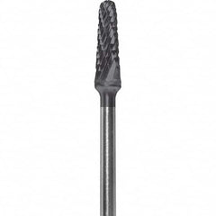 Made in USA - 7mm Cut Diam, 0.0925" Shank Diam, Cone Head Double Cut Burr - Carbide, 13mm LOC, 51mm OAL - Exact Tooling