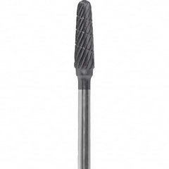 Made in USA - 7mm Cut Diam, 0.0925" Shank Diam, Cone Head Double Cut Burr - Carbide, 13mm LOC, 51mm OAL - Exact Tooling