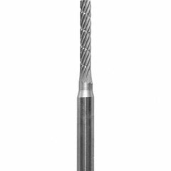 Made in USA - 1/16" Cut Diam, 0.0925" Shank Diam, Cylinder Head Chipbreaker Cut Burr - Carbide, 3/8" LOC, 1-1/2" OAL - Exact Tooling