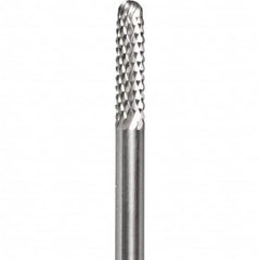 Made in USA - 5/32" Cut Diam, 5/32" Shank Diam, Cylinder with Radius Head Burr - Carbide, 3/8" LOC, 2" OAL - Exact Tooling