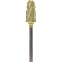 Made in USA - 7mm Cut Diam, 0.0925" Shank Diam, Cone Head Double Cut Burr - Carbide, 14mm LOC, 52mm OAL - Exact Tooling