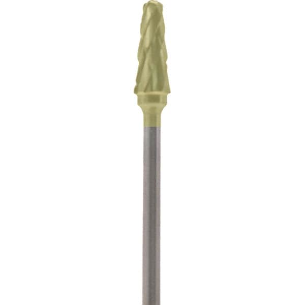 Made in USA - 5mm Cut Diam, 0.0925" Shank Diam, Cone Head Double Cut Burr - Carbide, 13mm LOC, 51mm OAL - Exact Tooling