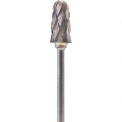 Made in USA - 7mm Cut Diam, 0.0925" Shank Diam, Cone Head Double Cut Burr - Carbide, 14mm LOC, 52mm OAL - Exact Tooling