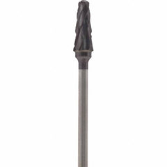 Made in USA - 5mm Cut Diam, 0.0925" Shank Diam, Cone Head Double Cut Burr - Carbide, 13mm LOC, 51mm OAL - Exact Tooling