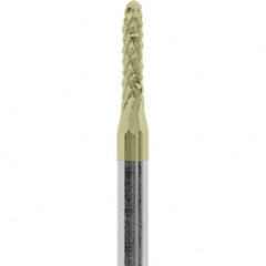 Made in USA - 1/16" Cut Diam, 3/32" Shank Diam, Cylinder with Radius Head Diamond Cut Burr - Carbide, 1/4" LOC, 1-1/2" OAL - Exact Tooling
