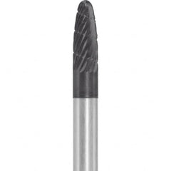 Made in USA - 6mm Cut Diam, 0.2362" Shank Diam, Tree with Radius Head Aluma Cut Burr - Carbide, 16mm LOC, 50mm OAL - Exact Tooling