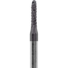 Made in USA - 1/16" Cut Diam, 3/32" Shank Diam, Cylinder with Radius Head Diamond Cut Burr - Carbide, 1/4" LOC, 1-1/2" OAL - Exact Tooling