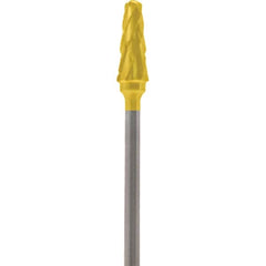 Made in USA - 5mm Cut Diam, 0.0925" Shank Diam, Cone Head Double Cut Burr - Carbide, 13mm LOC, 51mm OAL - Exact Tooling