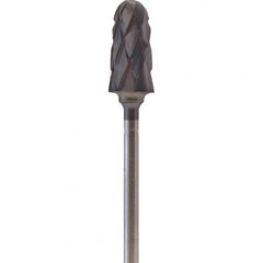 Made in USA - 7mm Cut Diam, 0.0925" Shank Diam, Cone Head Double Cut Burr - Carbide, 14mm LOC, 52mm OAL - Exact Tooling