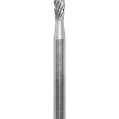 Made in USA - 6.3mm Cut Diam, 0.0925" Shank Diam, Double Cut Burr - Carbide, 6.3mm LOC, 45mm OAL - Exact Tooling