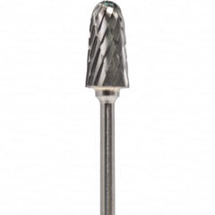 Made in USA - 7mm Cut Diam, 0.0925" Shank Diam, Cone Head Double Cut Burr - Carbide, 14mm LOC, 52mm OAL - Exact Tooling