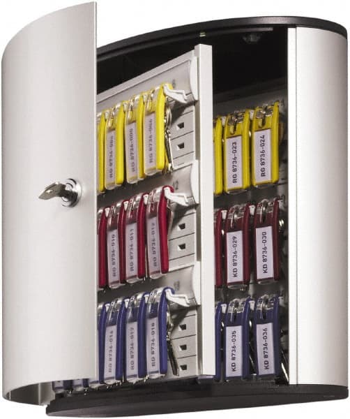 DURABLE - 36 Keys, Silver Key Storage Cabinet - 11-3/4" Wide x 4-5/8" Deep x 11" High - Exact Tooling