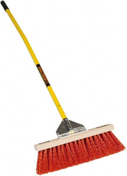 SEYMOUR-MIDWEST - 18" Rough Surface Polypropylene Push Broom - 5-1/2" Bristle Length, Wood Block, Bolt-On Handle Connection, Handle Included - Exact Tooling