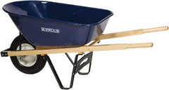 SEYMOUR-MIDWEST - 6 Cu Ft Capacity Wheelbarrow with 8" Pneumatic Wheel - Wood Handle, 59-3/4" Long x 25" Wide x 13-1/4" High, Blue - Exact Tooling