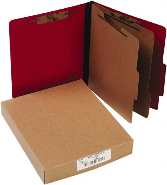 ACCO - 11 x 8 1/2", Letter Size, Executive Red, File Folders with Top Tab - Right of Center Tab Cut Location - Exact Tooling