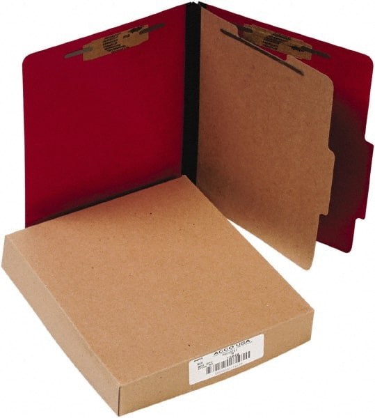 ACCO - 11 x 8 1/2", Letter Size, Executive Red, File Folders with Top Tab - Right of Center Tab Cut Location - Exact Tooling