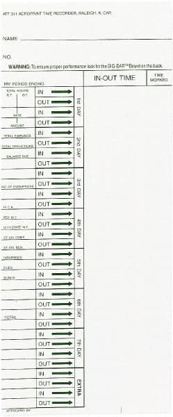 Acroprint Time Recorder - 1-3/4" High x 4-1/5" Wide Weekly Time Cards - White, Use with Acroprint ATR240, ATR360 - Exact Tooling