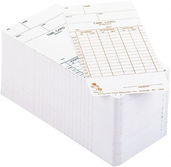 Acroprint Time Recorder - 3-2/5" High x 3-2/5" Wide Weekly/Bi-Weekly/Twice Monthly Time Cards - White, Use with Acroprint Model ATR120 - Exact Tooling