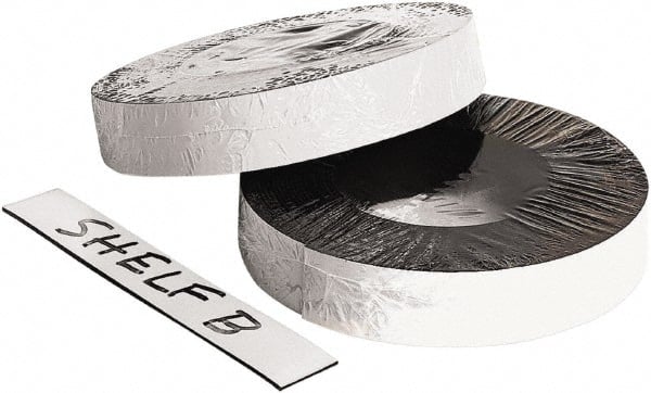 Baum/Gartens - 50' Long x 1" Wide x 1/8" Thick Flexible Magnetic Strip - Adhesive Back, White - Exact Tooling