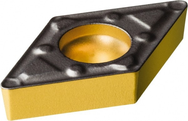 Sandvik Coromant - DCMX32.51 WF Grade 4315 Carbide Turning Insert - TiCN/Al2O3/TiN Finish, 55° Parallelogram, 3/8" Inscr Circle, 5/32" Thick, 1/64" Corner Radius - Exact Tooling