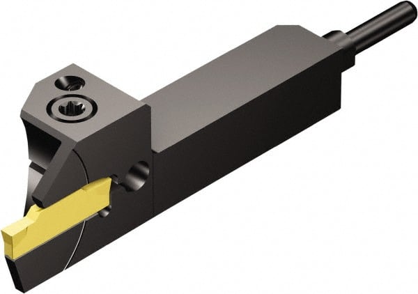 Sandvik Coromant - 17mm Max Depth, 1.85mm to 2.39mm Width, External Left Hand Indexable Grooving/Cutoff Toolholder - Exact Tooling