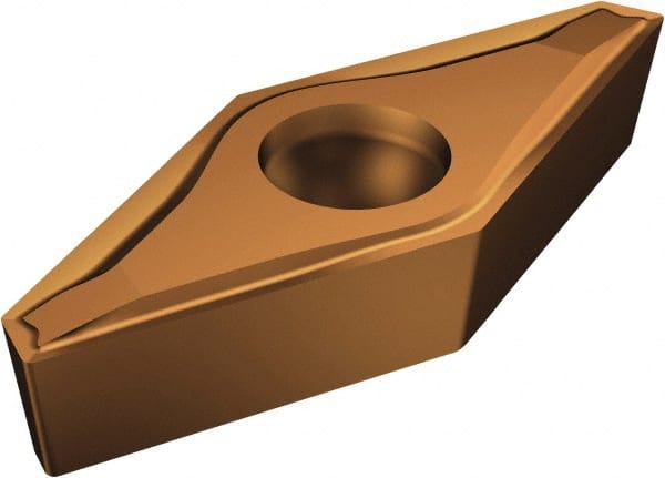 Sandvik Coromant - VCEX2203 F Grade 1115 Carbide Turning Insert - TiAlN/AlCr2O3 Finish, 35° Diamond, 1/4" Inscr Circle, 1/8" Thick, 0.1mm Corner Radius - Exact Tooling