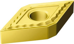 Sandvik Coromant - DNMG443 QM Grade S05F Carbide Turning Insert - TiCN/Al2O3/TiN Finish, 55° Diamond, 1/2" Inscr Circle, 1/4" Thick, 3/64" Corner Radius - Exact Tooling